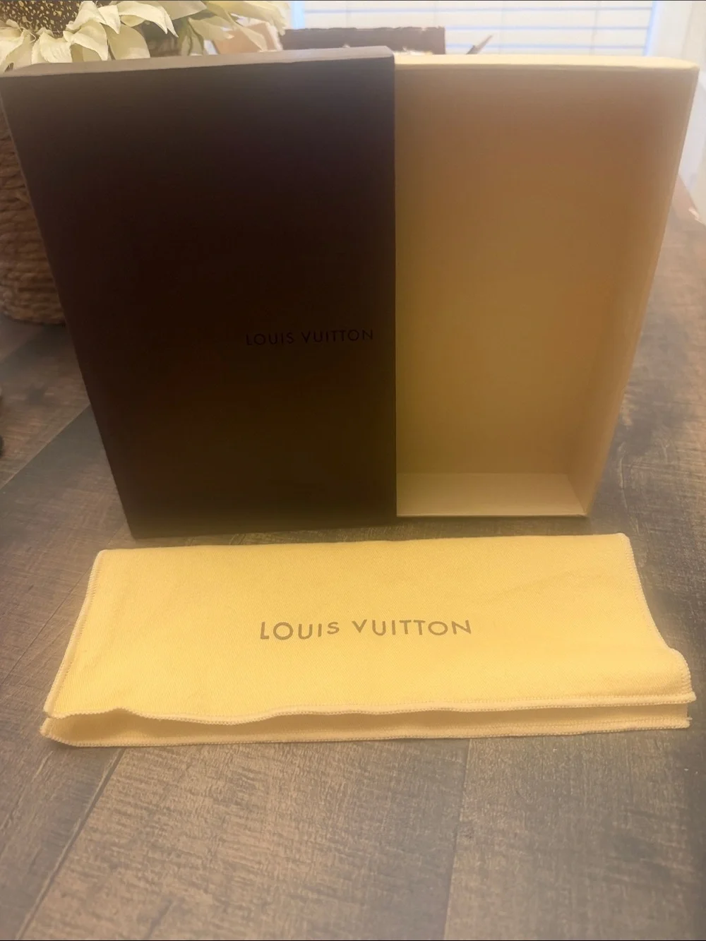 Louis Vuitton Beige Dust Bag with Brown Box Sleeve